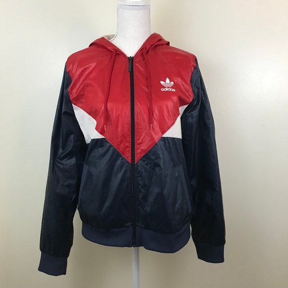 adidas windbreaker red blue white